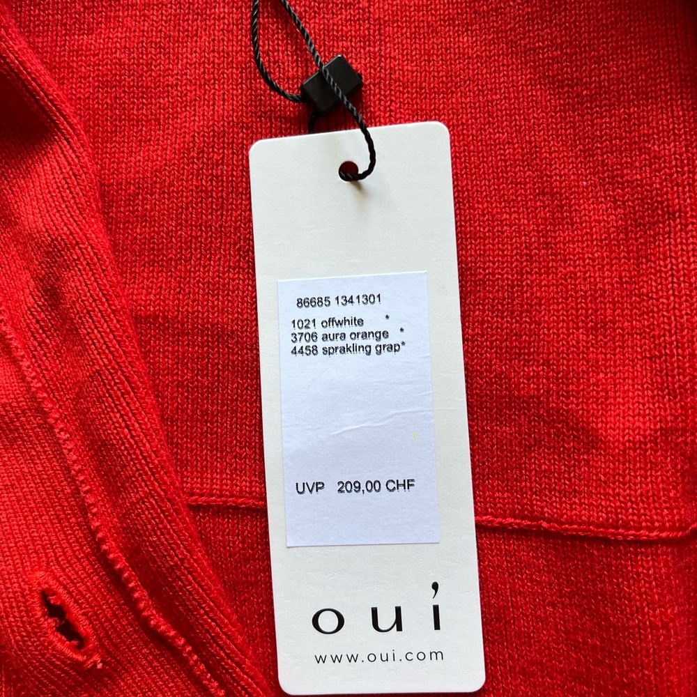 Oui Drawstring Hem Rib Knit Top, Red - Picture 5 of 6